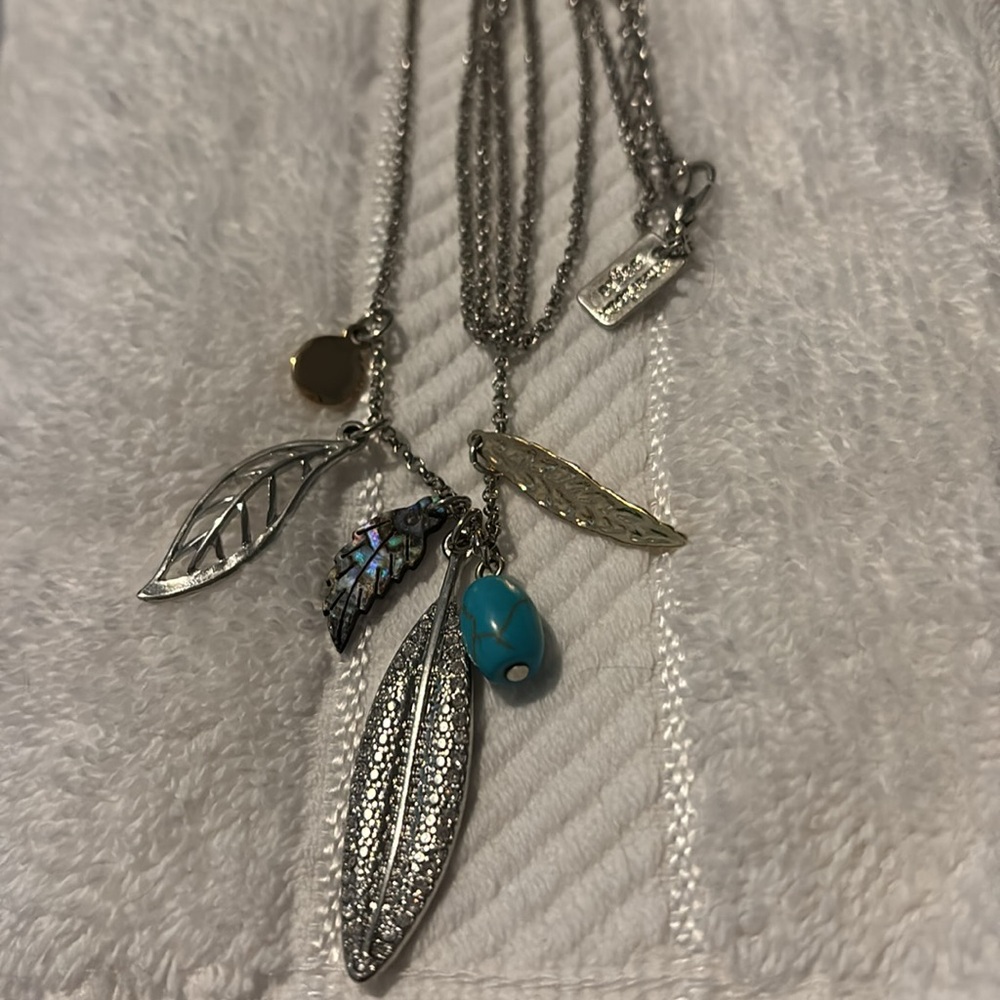 🟣American Eagle Turquoise Feather Necklace Vintage